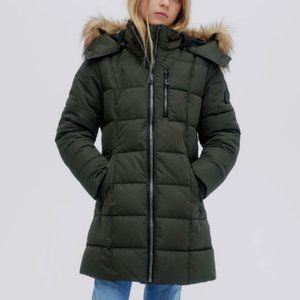 NWT NOIZE Hannah Mid-Length Green Quilted Puffer Jacket Parka - Girls Youth S/8